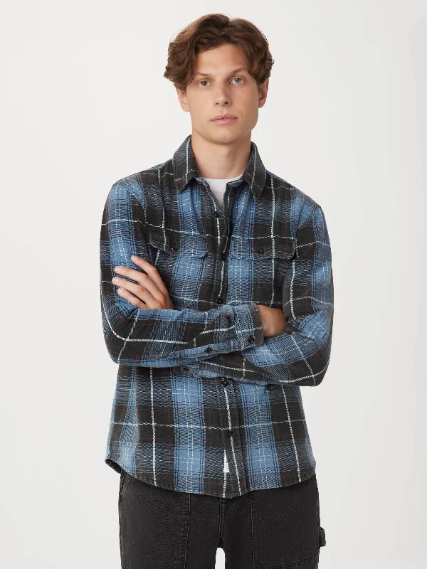 Tailored Chic The Check Flannel Shirt in Sapphire Blue