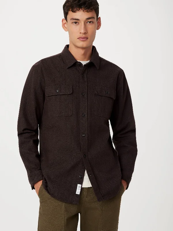 Preppy Casual The Heavy Flannel Shirt in Espresso