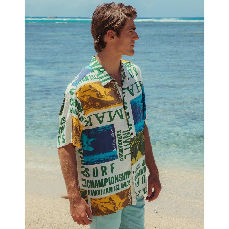 Timeless Fashion Men's Retro Shirt - Surf Contest White