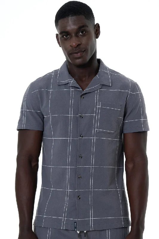 Sleek Tailoring Grid Check Shirt _ 154511 _ Charcoal