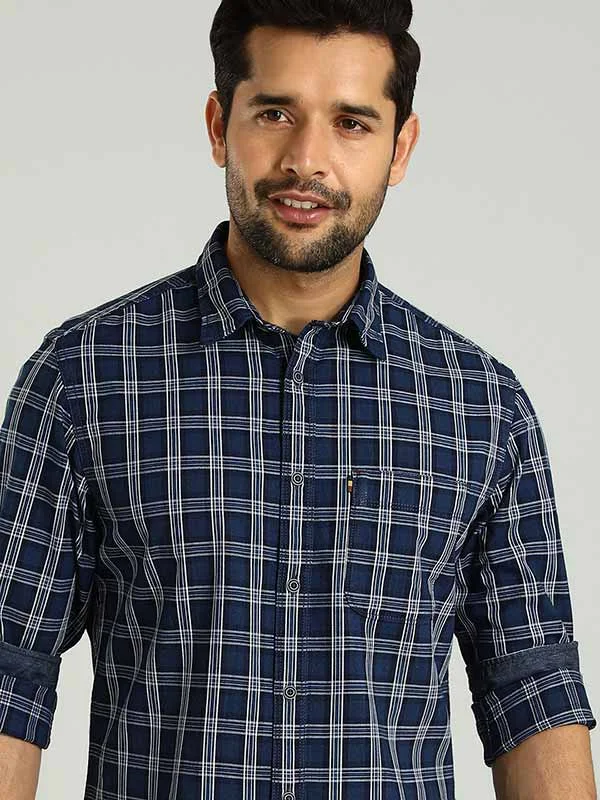 Hip-Hop Style Men Checked Full Sleeve Cotton Shirt