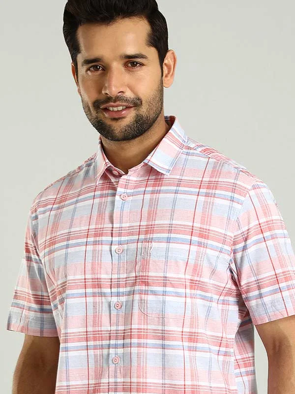 Fashion Forward Men Checked Half Sleeve Cotton Shirt