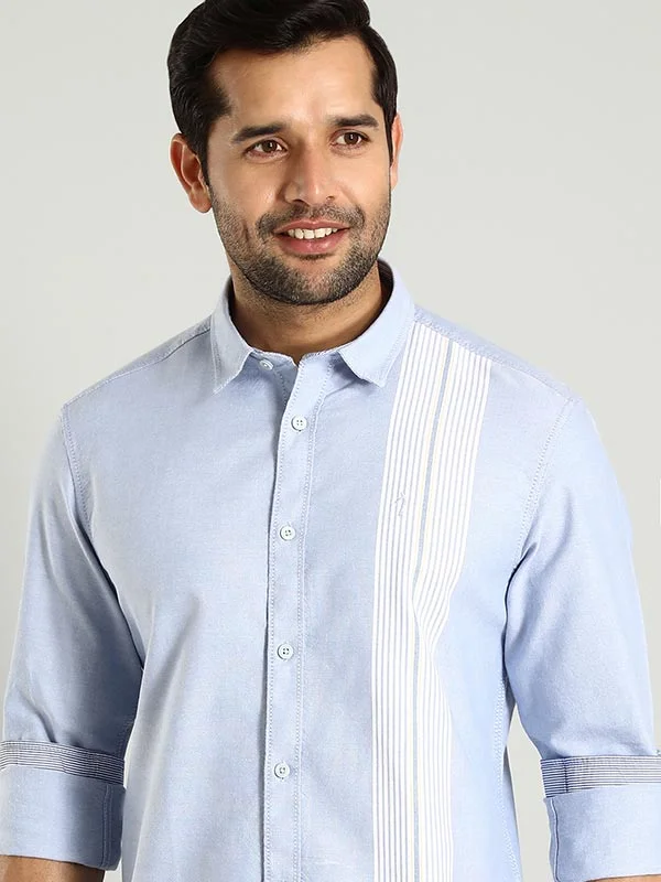 Streetwear Minimalism Men Striped Full Sleeve Cotton Shirt