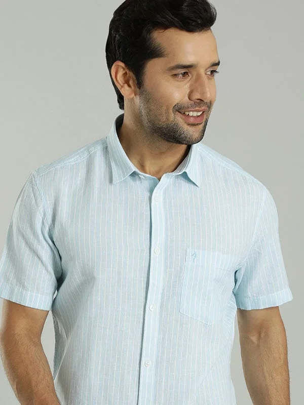 Casual Chic Men Striped Half Sleeve Cotton Blend Shirt