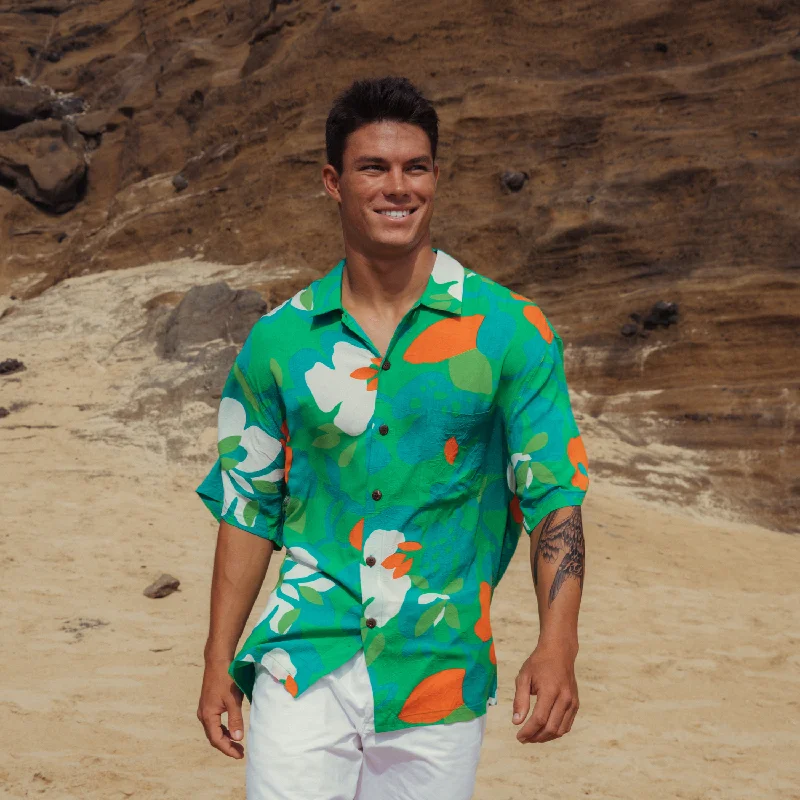 Modern Relaxed Men's Retro Shirt - Hau Flower Green