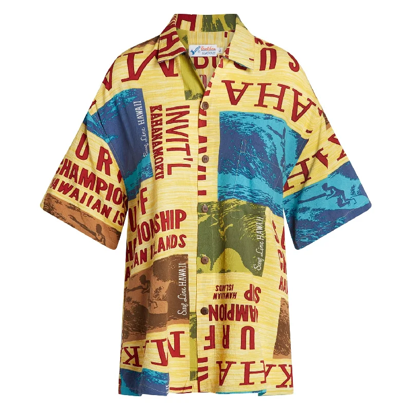 Minimalist Aesthetic Men's Retro Shirt - Surf Contest Yellow