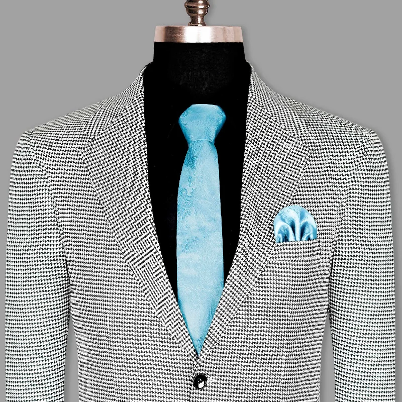 Bold Fashion Black and White Houndstooth Wool Rich Blazer