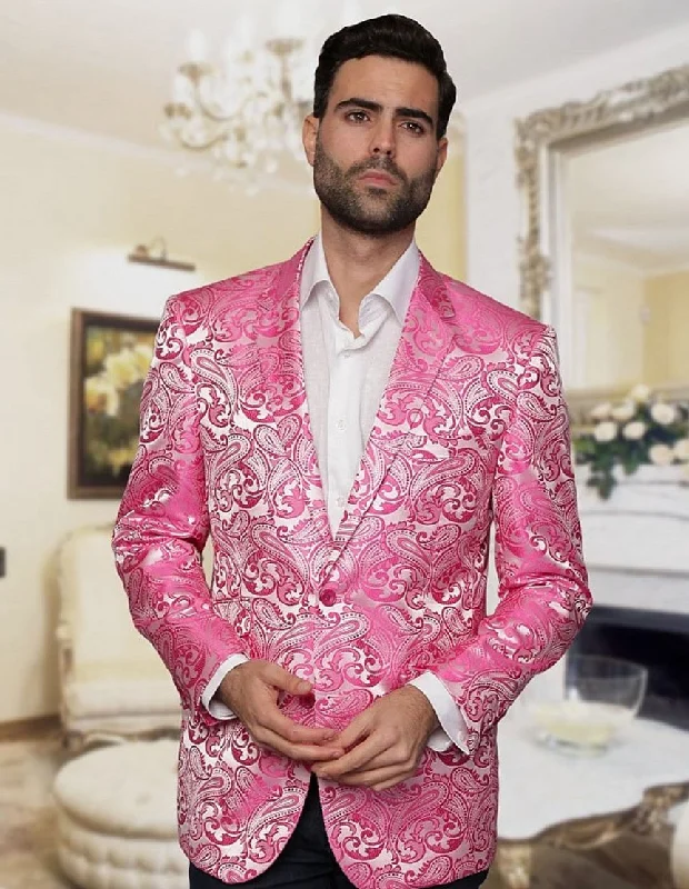 Retro Grunge Fuchsia Paisley Party Blazer