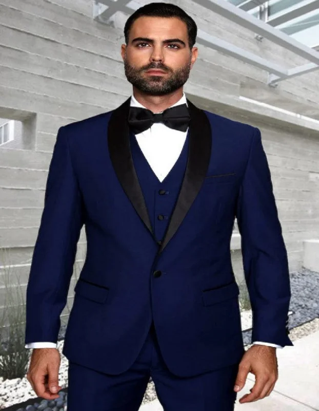 Everyday Minimalism Blue Prom Suit - Blue Homecoming Outfits For Guys Wedding Tuxedo in Sapphire Blue and Black Everyday Minimalism Blue Prom Suit - Blue Homecoming Outfits For Guys Wedding Tuxedo in Sapphire Blue and Black