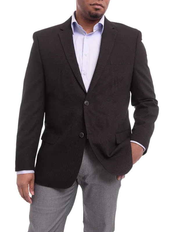 Sleek Tailoring Caravelli Classic Fit Solid Black Hopsack Weave Stretch Blazer Sportcoat Sleek Tailoring Caravelli Classic Fit Solid Black Hopsack Weave Stretch Blazer Sportcoat