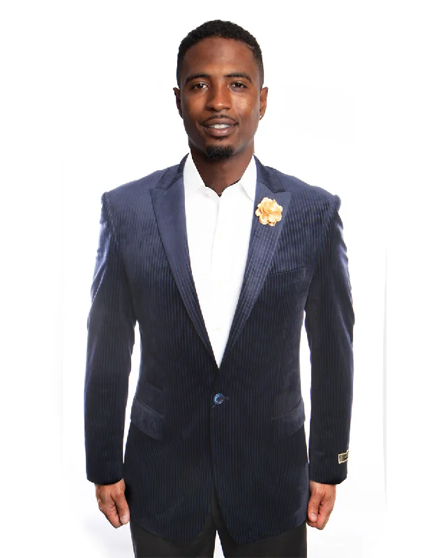 Playful Prints Navy Corduroy Velvet Blazer