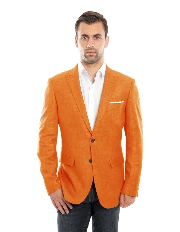 Hip-Hop Style Mens 2 Button Orange Summer Blazer