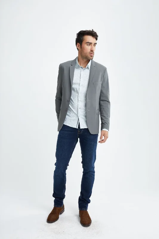 Casual Layering Dark Grey Stretch Performance Blazer