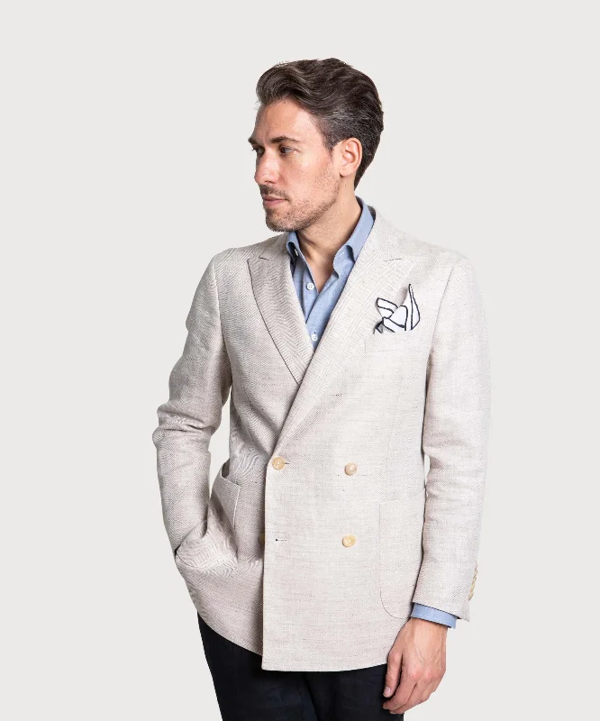 Preppy Outfit Double Breast Herringbone Jacket