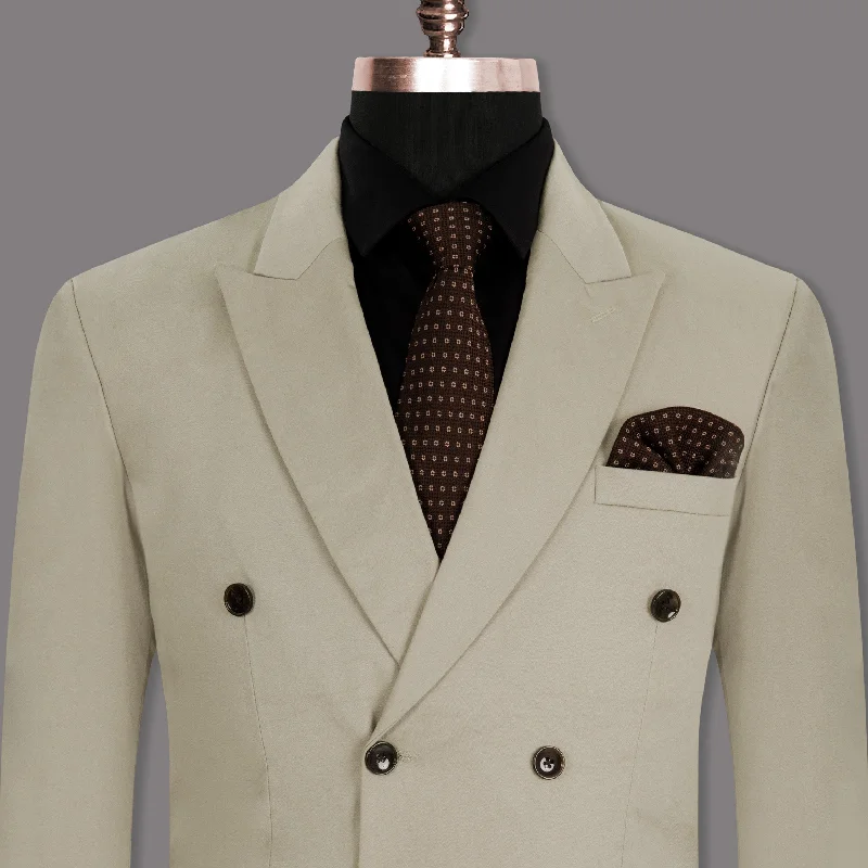 Retro Tailoring Eagle Grey Double Breasted Premium Cotton Blazer