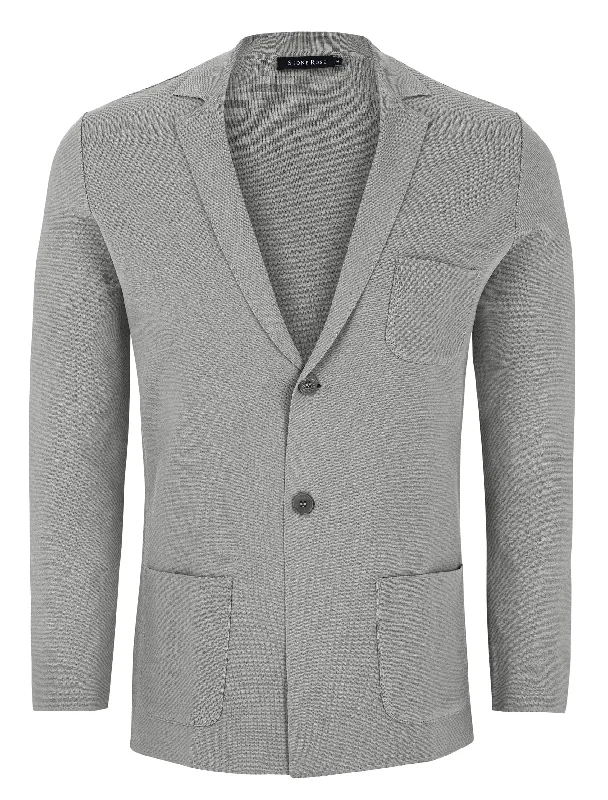 Streetwear Minimalism Medium Grey Knit Blazer