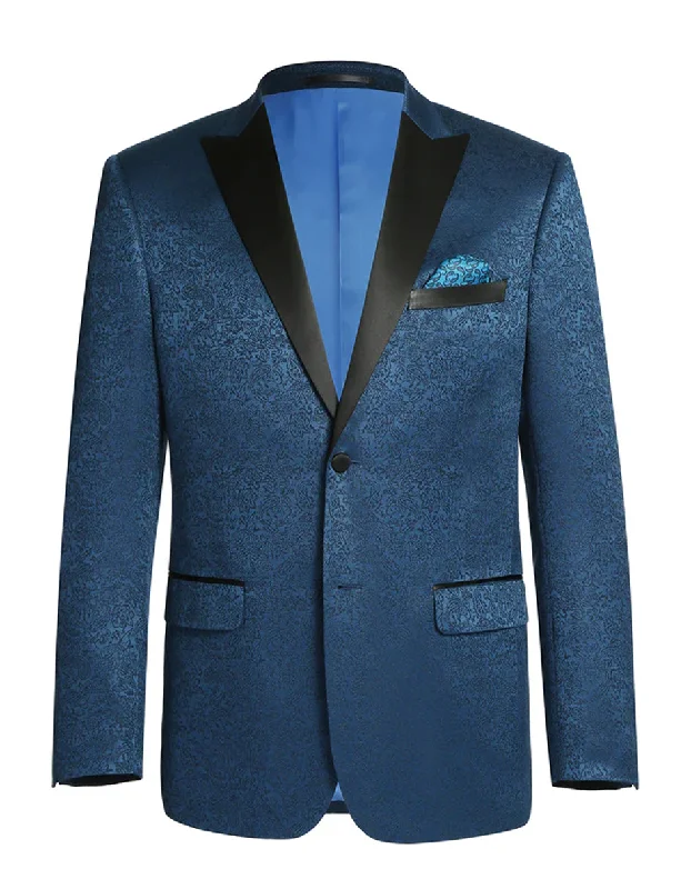Structured Fashion Mens 1 Button Satin Peak Lapel Paisley Prom Ultra Slim Fitted Blazer in Dark Teal Structured Fashion Mens 1 Button Satin Peak Lapel Paisley Prom Ultra Slim Fitted Blazer in Dark Teal