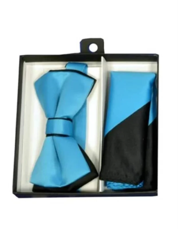 Streetwear Luxe Mens Formal - Wedding Bowtie - Prom Turquoise and Black Bowtie