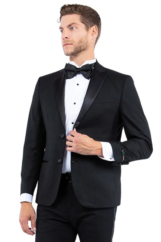 Sophisticated Look Men's Modern Fit Two Button Notch Lapel Tuxedo Separates Jacket in Black