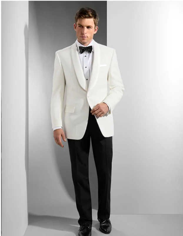 Punk Fashion Mens Designer Traditional Shawl Dinner Jacket in Ivory