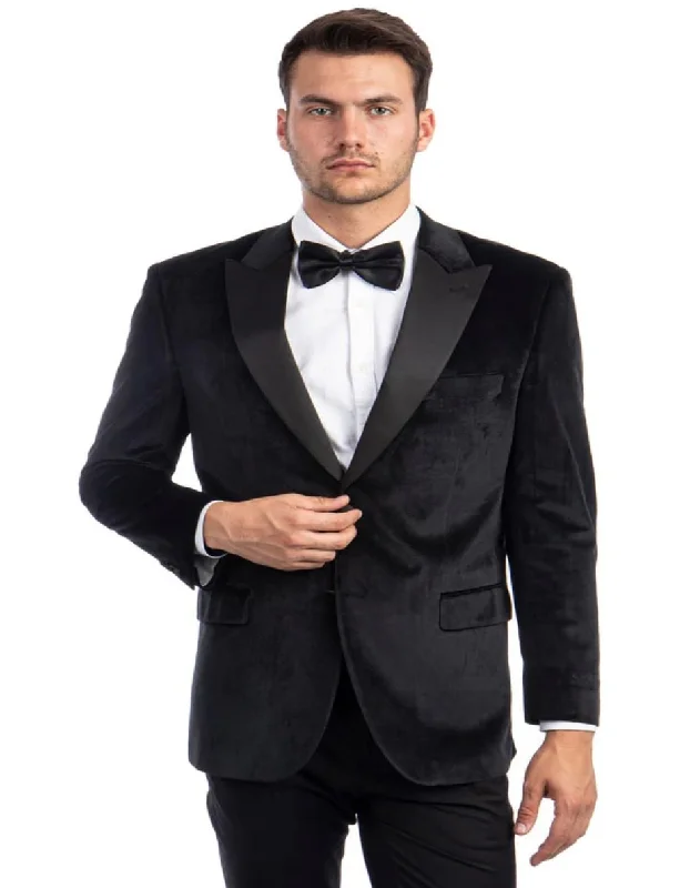 Sleek Streetwear Men's Two Button Peak Lapel Velvet Wedding Black Prom Tuxedo Jacket Sleek Streetwear Men's Two Button Peak Lapel Velvet Wedding Black Prom Tuxedo Jacket