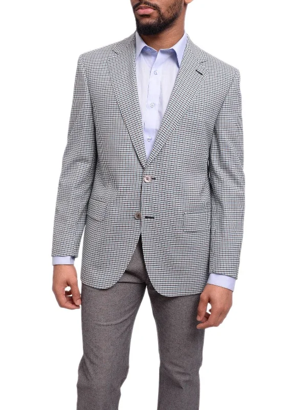 Techwear Outfit Napoli Classic Fit Turquoise Check Half Canvassed Marzotto Wool Blazer Sportcoat