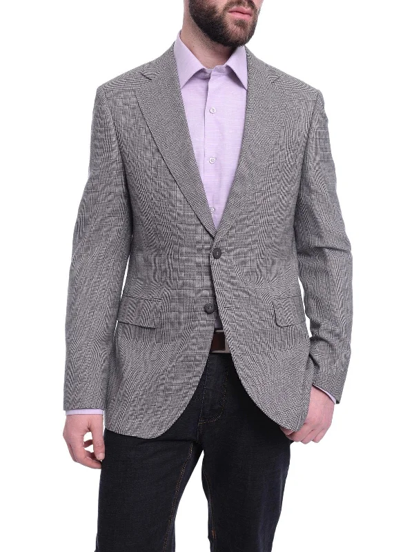 Relaxed Aesthetic Napoli Slim Fit Black & White Glen Plaid Half Canvassed Zegna Wool Sportcoat Relaxed Aesthetic Napoli Slim Fit Black & White Glen Plaid Half Canvassed Zegna Wool Sportcoat