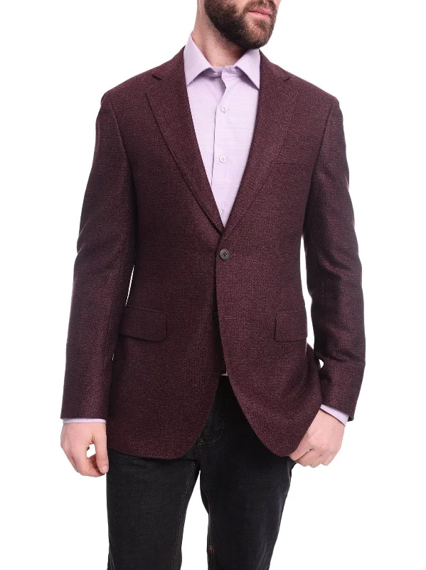 Eccentric Style Napoli Slim Fit Maroon Tweed Two Button Half Canvassed Wool Blazer Sportcoat Eccentric Style Napoli Slim Fit Maroon Tweed Two Button Half Canvassed Wool Blazer Sportcoat