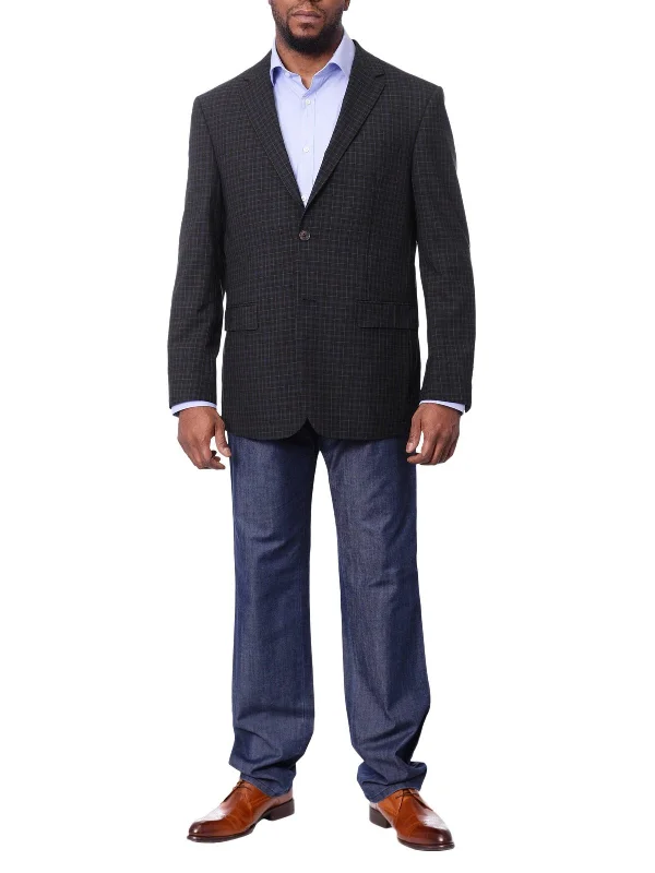 Classic Formal Prontomoda Mens Black& Blue Plaid 100% Wool Regular Fit Blazer Sport Coat Classic Formal Prontomoda Mens Black& Blue Plaid 100% Wool Regular Fit Blazer Sport Coat