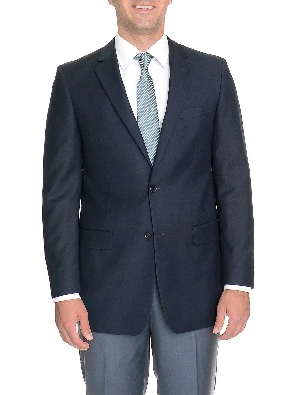 Classic Chic Raphael Regular Fit Solid Navy Blue Two Button Blazer Suit Jacket