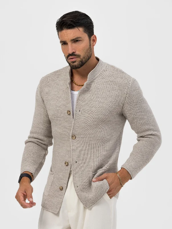 Contemporary Chic RYO KNITTED KOREAN BLAZER IN SAND