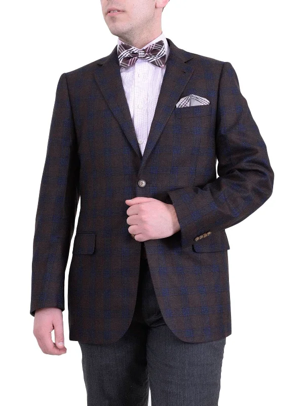 Smart Streetwear Zanetti Regular Fit Brown Plaid Two Button Wool Blazer Sport Coat Smart Streetwear Zanetti Regular Fit Brown Plaid Two Button Wool Blazer Sport Coat