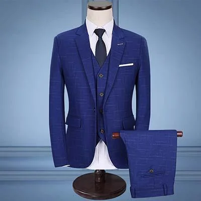 Modern Relaxed 3-Piece Men's Suits Slim Fit 1-Button Suits Striped