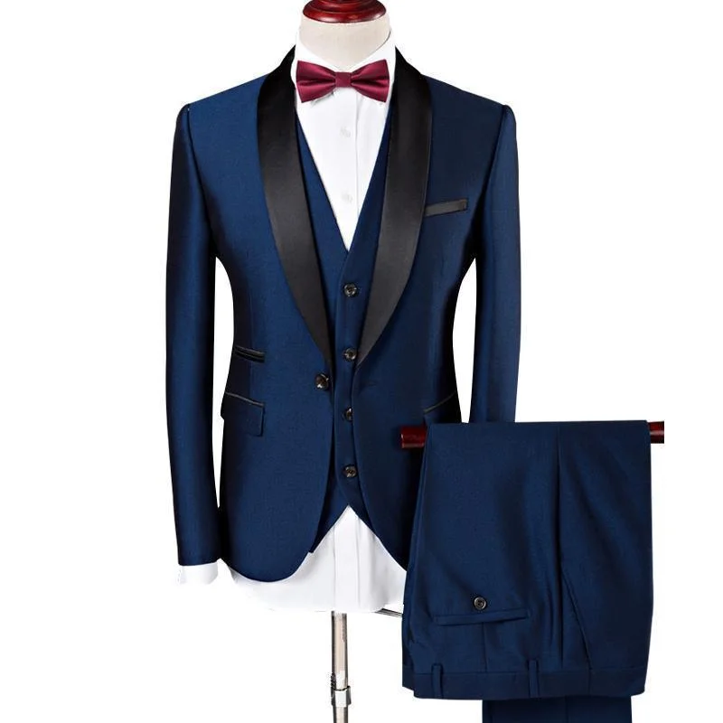 Sophisticated Look 3-Piece Suit Men's Wedding Suits Shawl Collar Slim Fit Suit