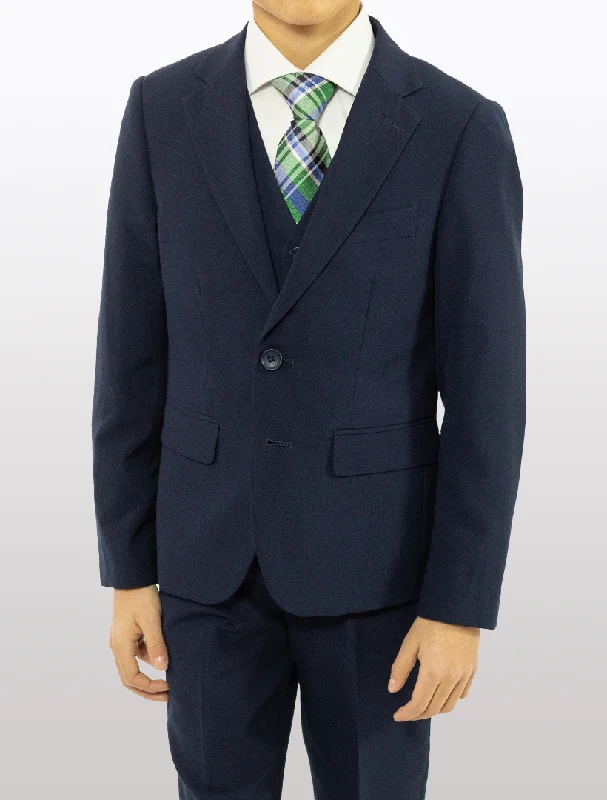 Eccentric Style Boys' Navy Classic Fit Vested Suit
