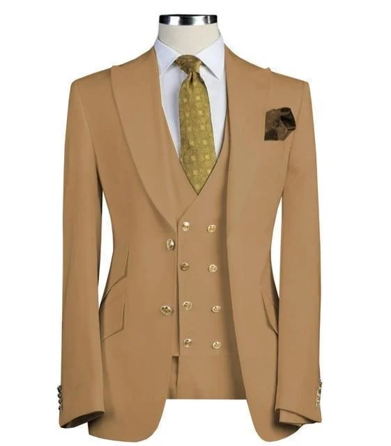 Modern Utility Brown Men's Suit Three Piece Suit Slim Fit