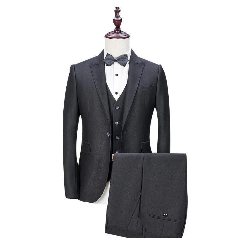 Fashionable Basics Business Style Men's Suit 3-Piece Suit Blazer + Pant + Vest Black Fashionable Basics Business Style Men's Suit 3-Piece Suit Blazer + Pant + Vest Black