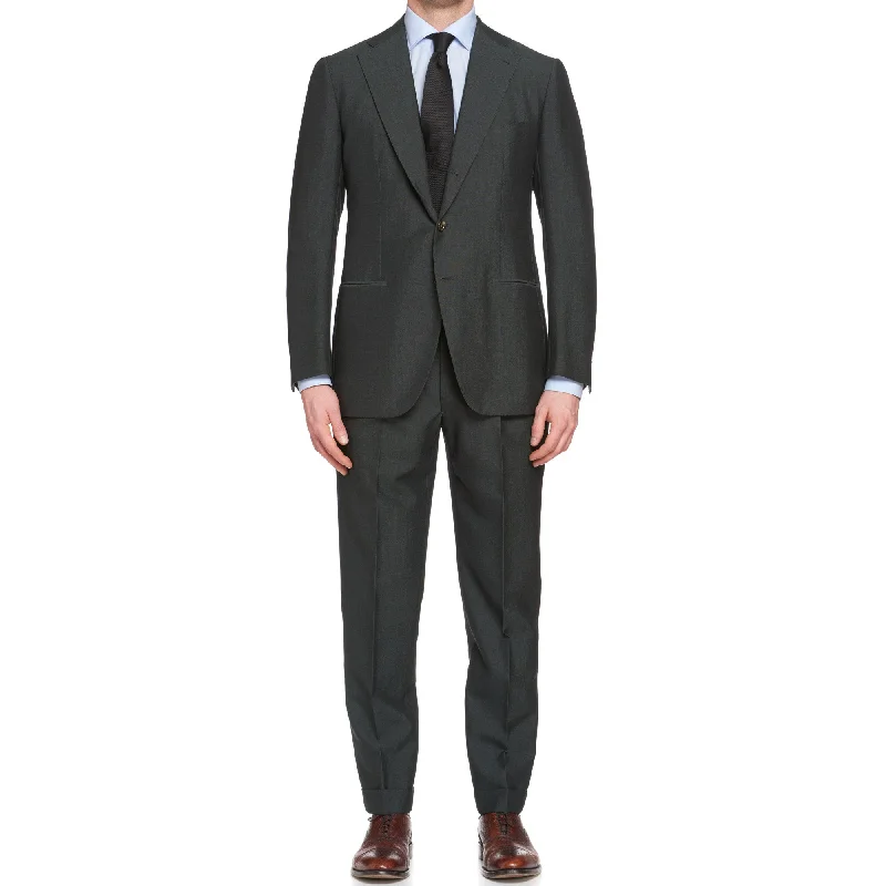 Minimal Chic CESARE ATTOLINI Napoli Handmade Green Wool-Mohair Unlined Suit EU 50 NEW US 40