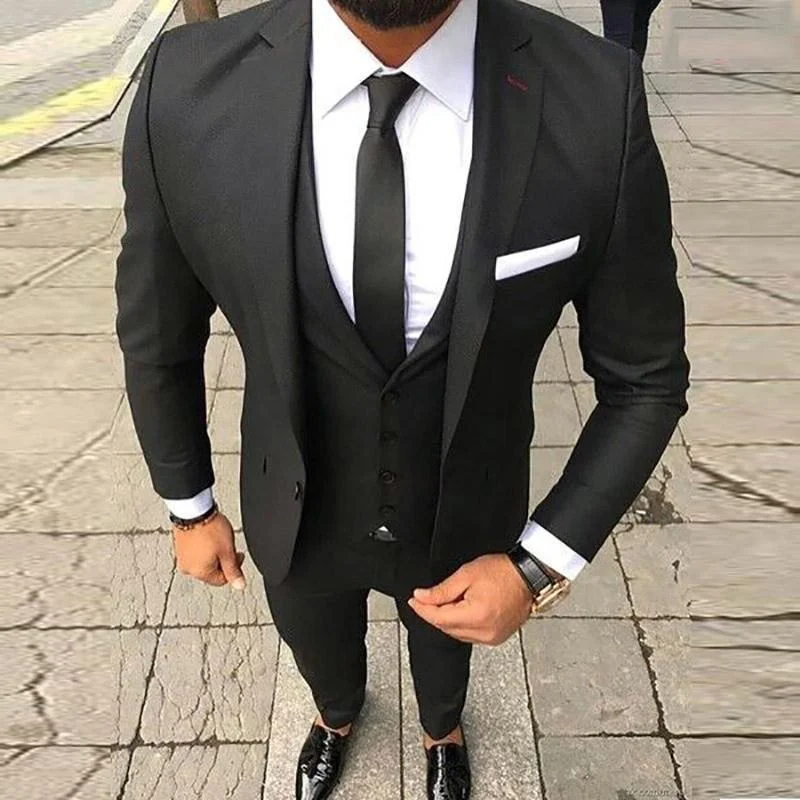Eclectic Outfit Elegant Men's suit Three Piece Suit Double Breasted Vest Black