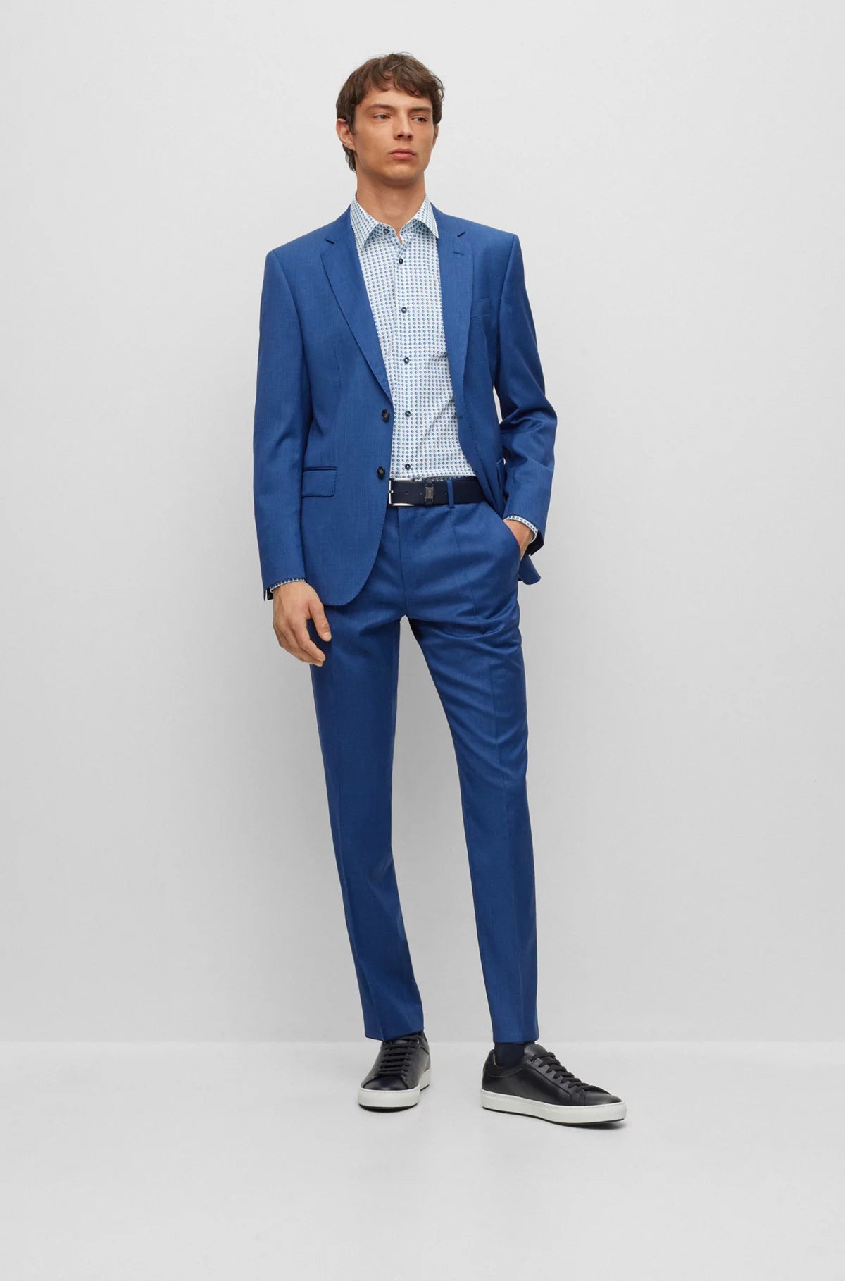 Statement Prints H-Huge 2 Piece Slim-Fit Suit in Patterned Stretch Wool 50497206