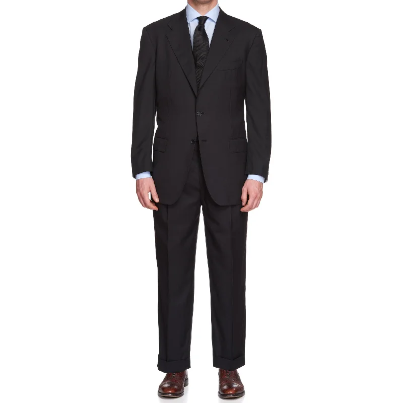 Earthy Tones KITON Napoli Blanc Blu Midnight Blue Wool Super 180's 14 Micron Suit EU 53 US 42 Short Earthy Tones KITON Napoli Blanc Blu Midnight Blue Wool Super 180's 14 Micron Suit EU 53 US 42 Short
