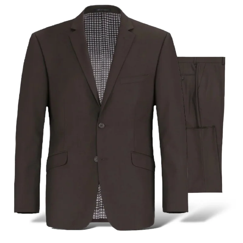 Preppy Casual Mens Modern Classic Fit Suit (Brown) Renoir