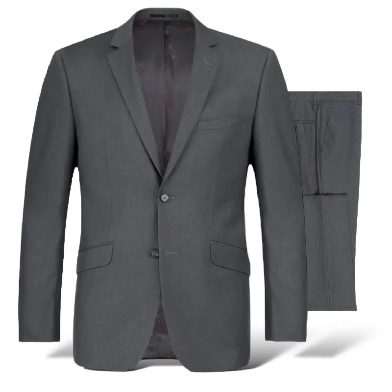 Casual Layering Mens Modern Classic Fit Suit (Charcoal) Renoir