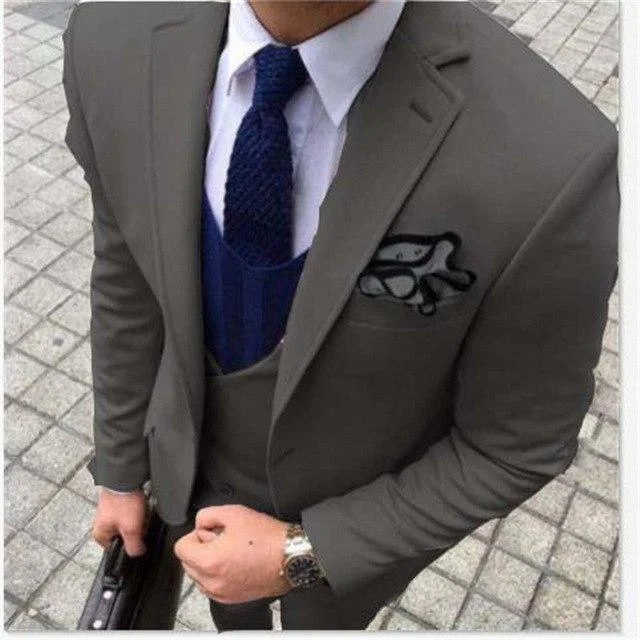 Monochrome Streetwear Men's Suit 3-Piece Suit Custom Made Wedding Suit