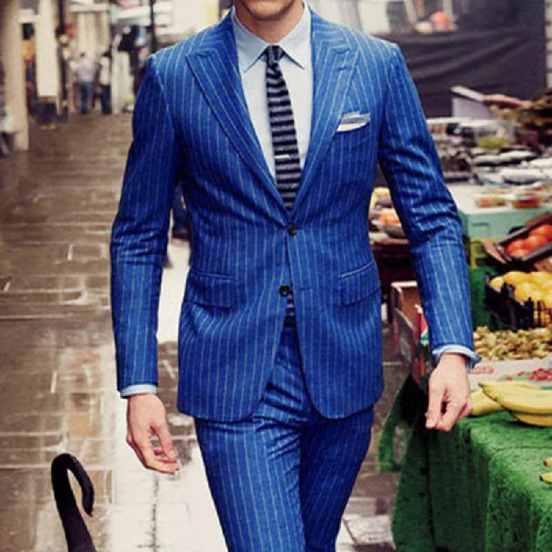 Bold Statement Men's Suit Elegant Custom Made Striped Mens Suit Single Breasted
