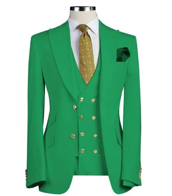 Athleisure Wear Men's Suits Green Three Piece Suit Slim Fit