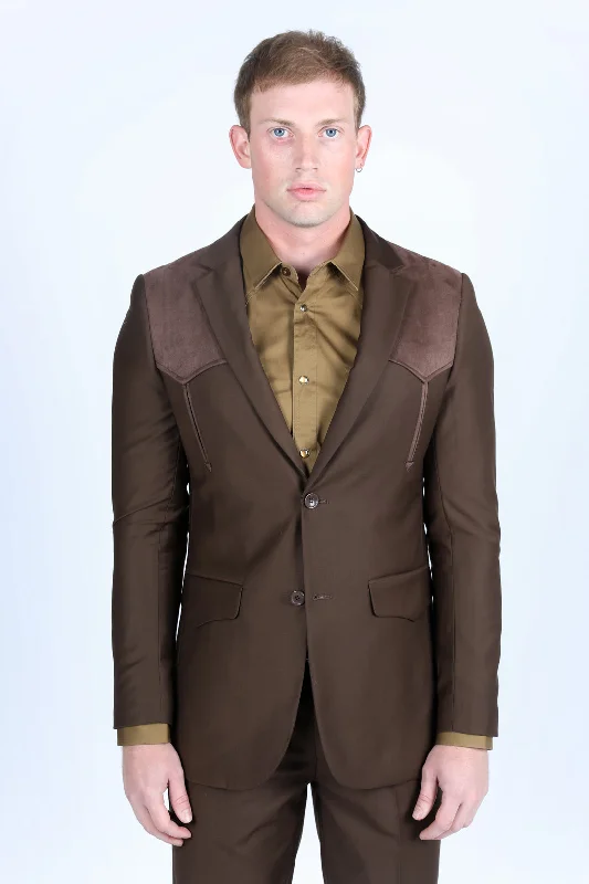 Vintage Tailoring Men's Western Suit Sport Coat with Suede Yokes and Elbow Patches