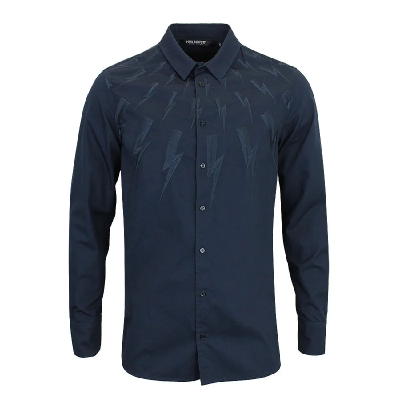 Edgy Fashion Neil Barrett - Halo Bolt Shirt in Blue