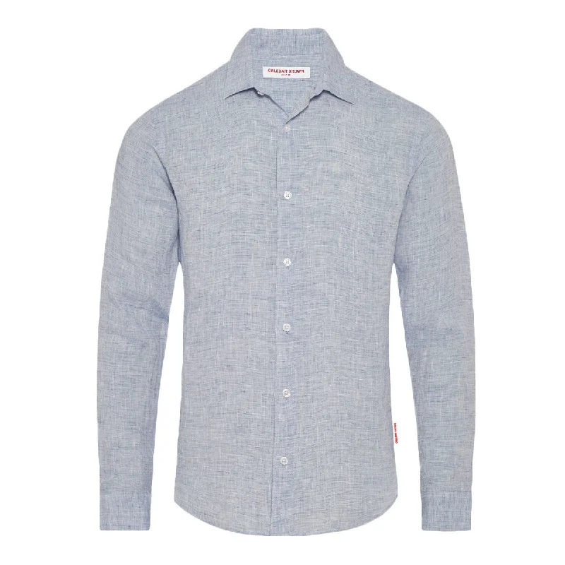 Functional Fashion Orlebar Brown - Giles Linen Shirt in Navy/White