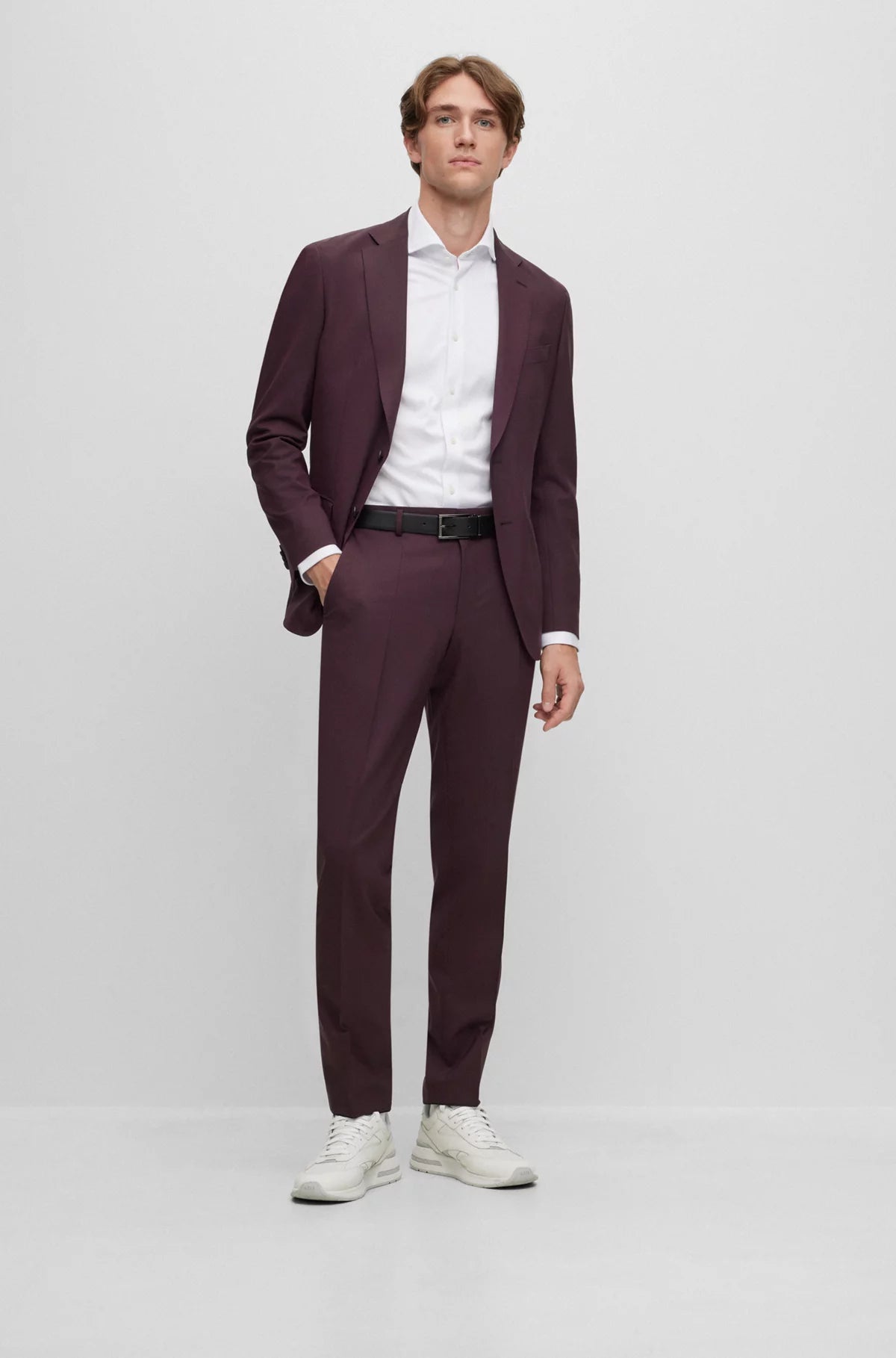 Retro Tailoring P-Huge 2 Piece Slim-Fit Suit in Melange Stretch Wool 50502500